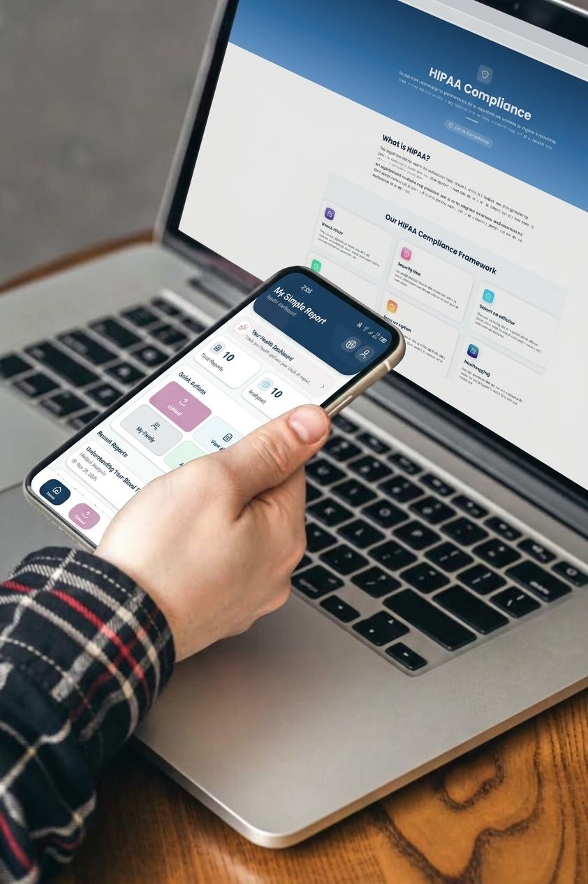 My Simple Report on a phone and laptop