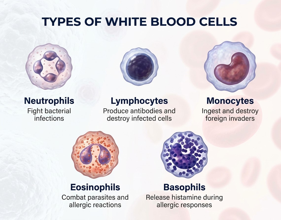 Five White Cell Types