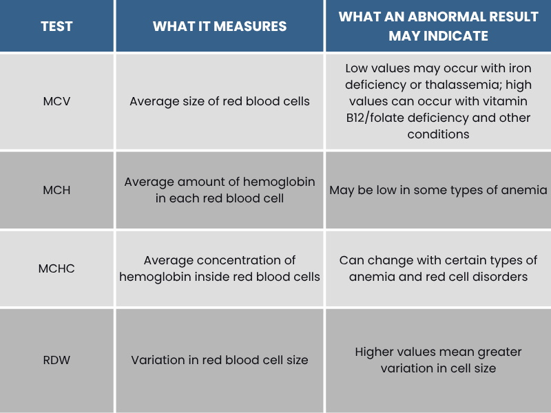 Red Cell Indices (MCV, MCH, MCHC, RDW)