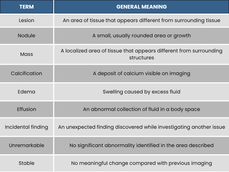 Common Terms You May See In A CT Report